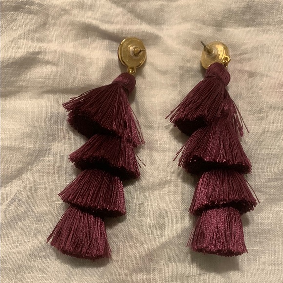 Bauble Bar Plum Fringe Earrings - Picture 2 of 2